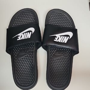 Nike Black and White Slide Sandals
